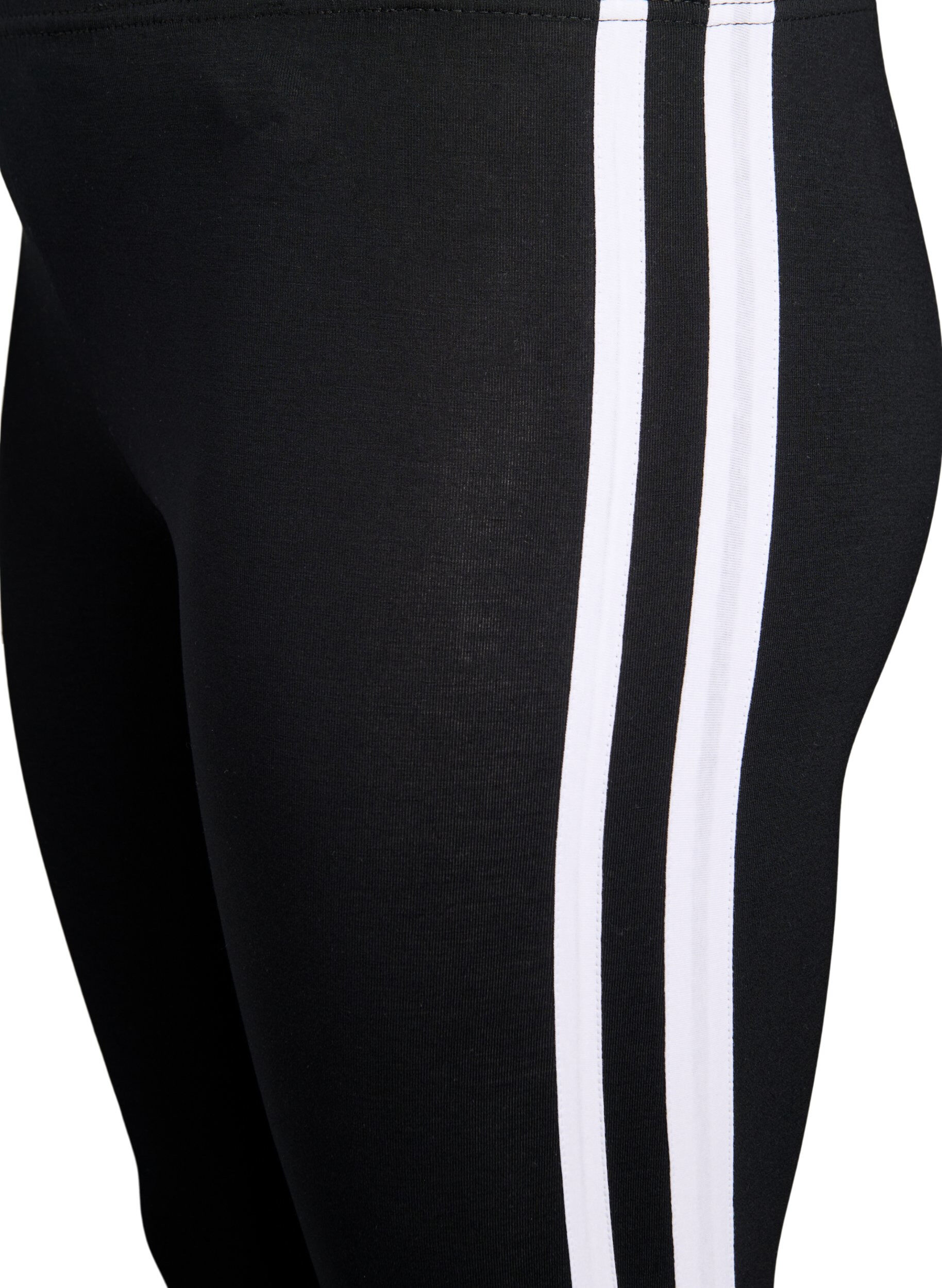 Zizzifashion Viscose leggings with side stripes, Black W. Stripe, Packshot image number 2