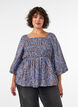 Blouse with smock and square neckline, Light Blue, Model image number 0