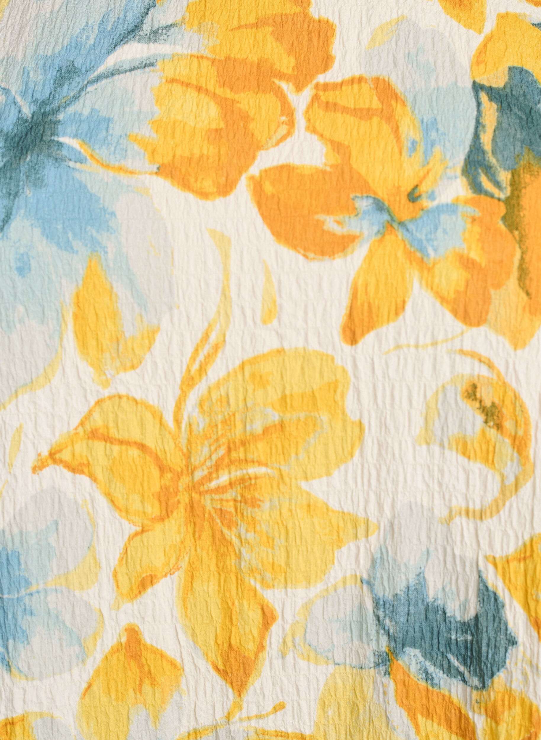 Zizzifashion Short dress with a crinkled texture and short sleeves, Yellow, Packshot image number 2