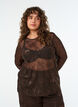 Mesh blouse with flowers and sequins, Brown, Model image number 0