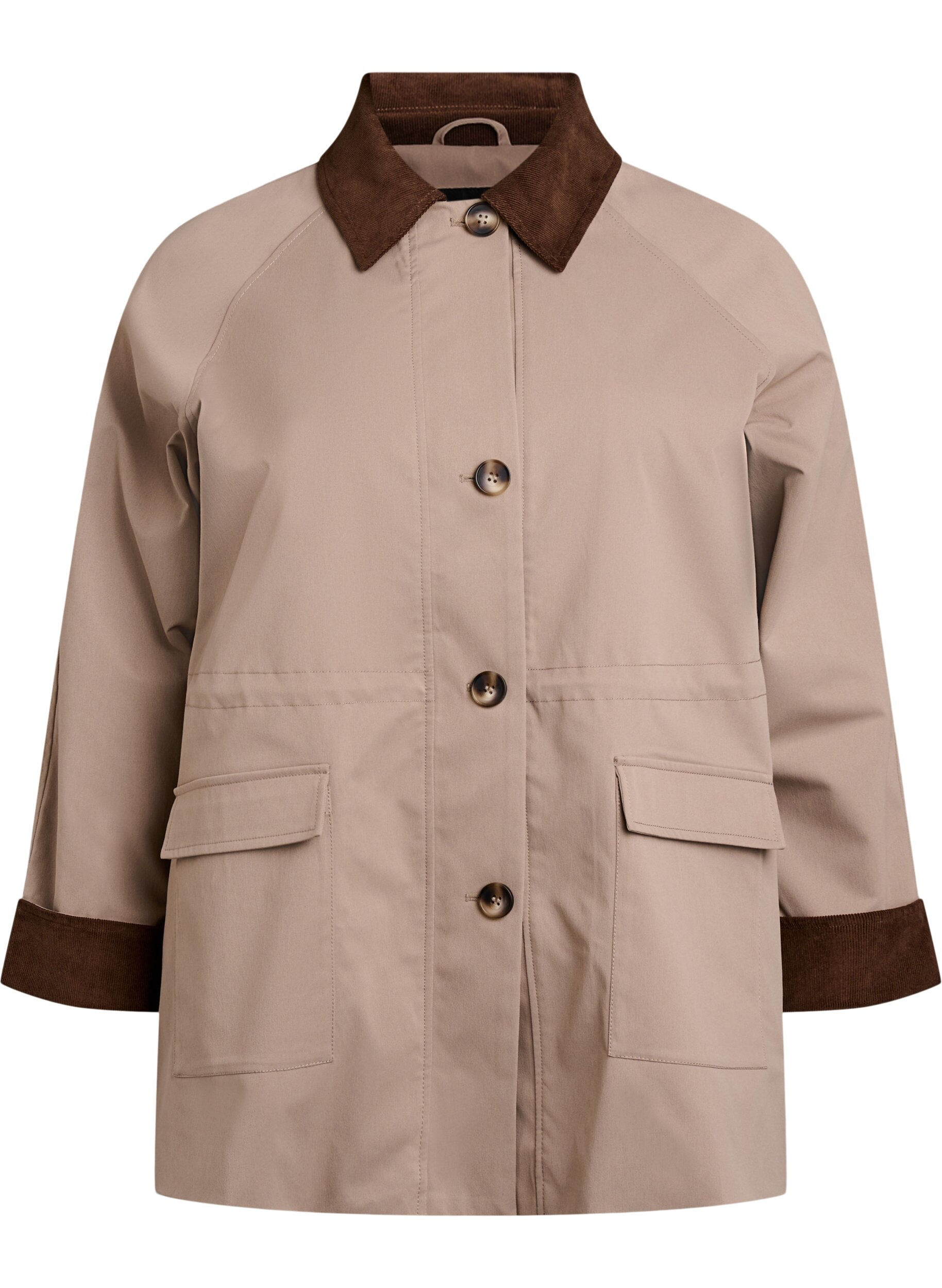 Zizzifashion Spring jacket with contrasting corduroy details, Desert Taupe, Packshot image number 0