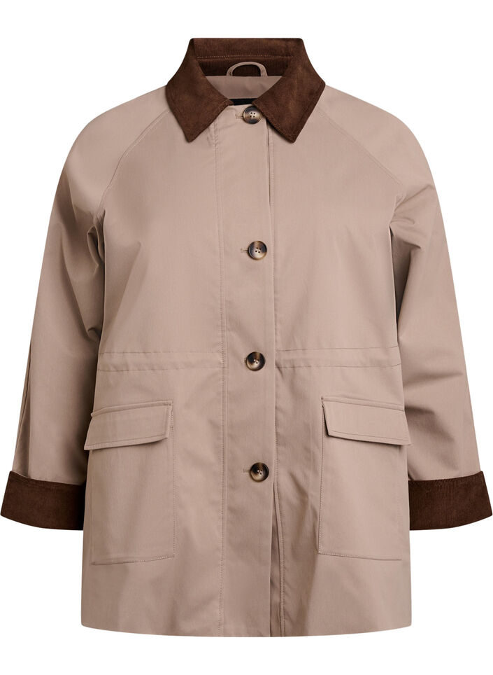 Spring jacket with contrasting corduroy details, Desert Taupe, Packshot image number 0