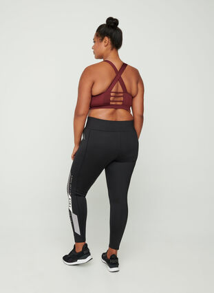 Cropped sports leggings with print, Black, Model image number 0