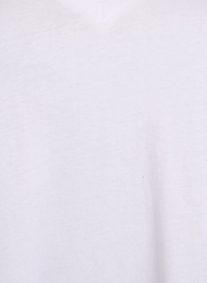 Basic cotton T-shirt with a V-neck, White, Packshot image number 2