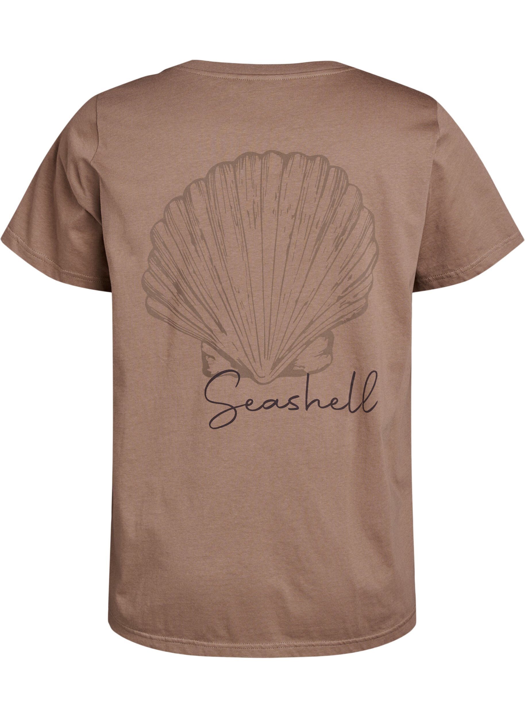 Zizzifashion T-shirt with print details on the front and back, Brown, Packshot image number 1