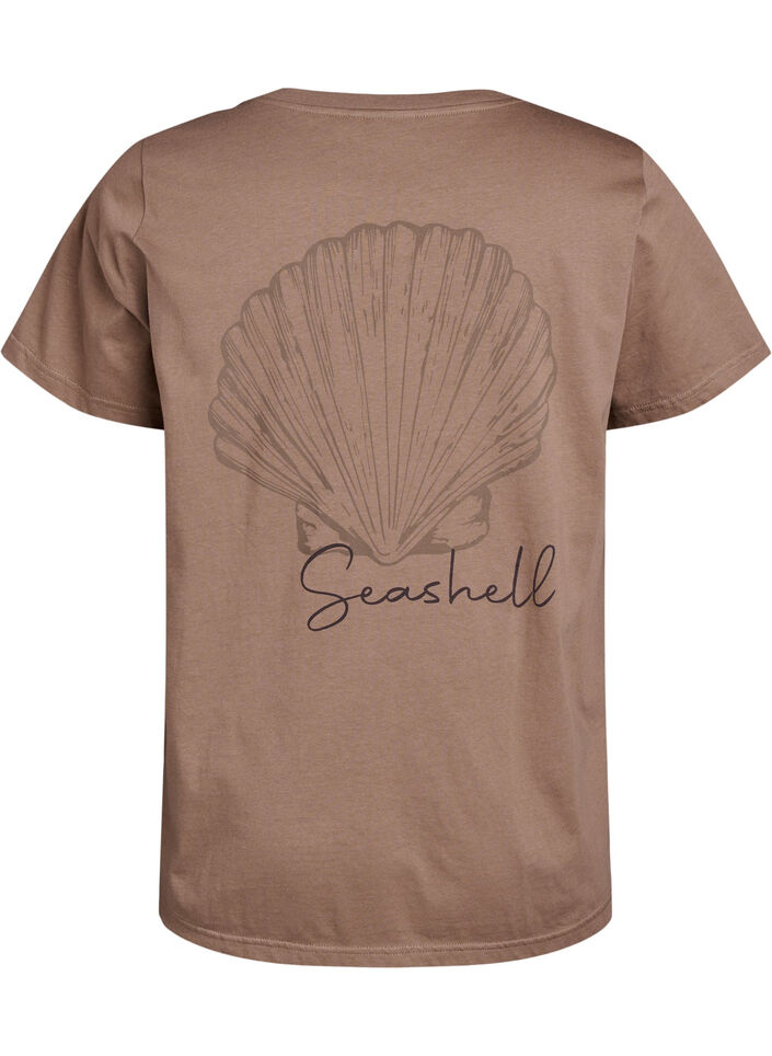 T-shirt with print details on the front and back, Brown, Packshot image number 1