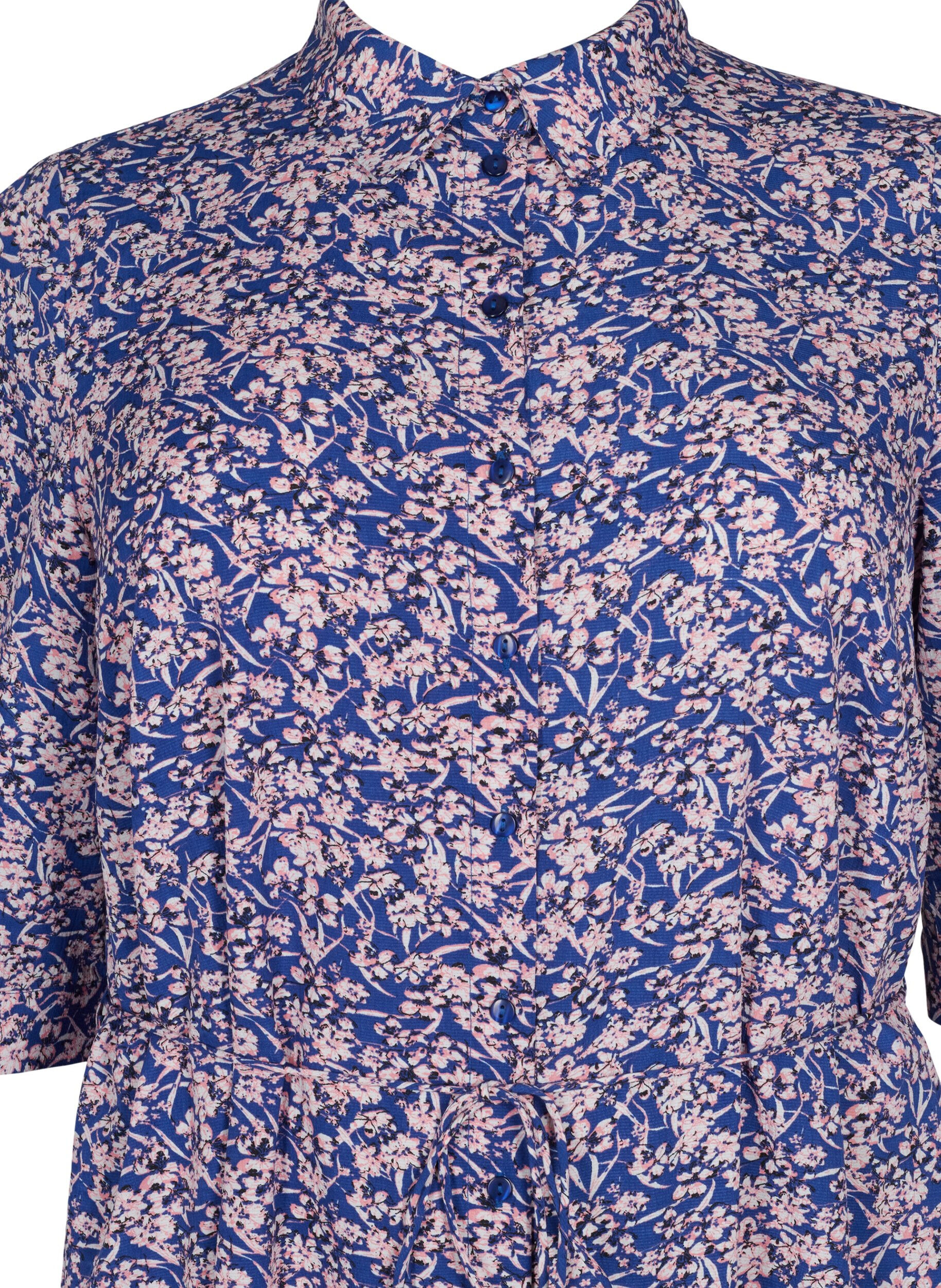 Zizzifashion FLASH - Shirt dress with floral print, Strong Blue Flower, Packshot image number 2