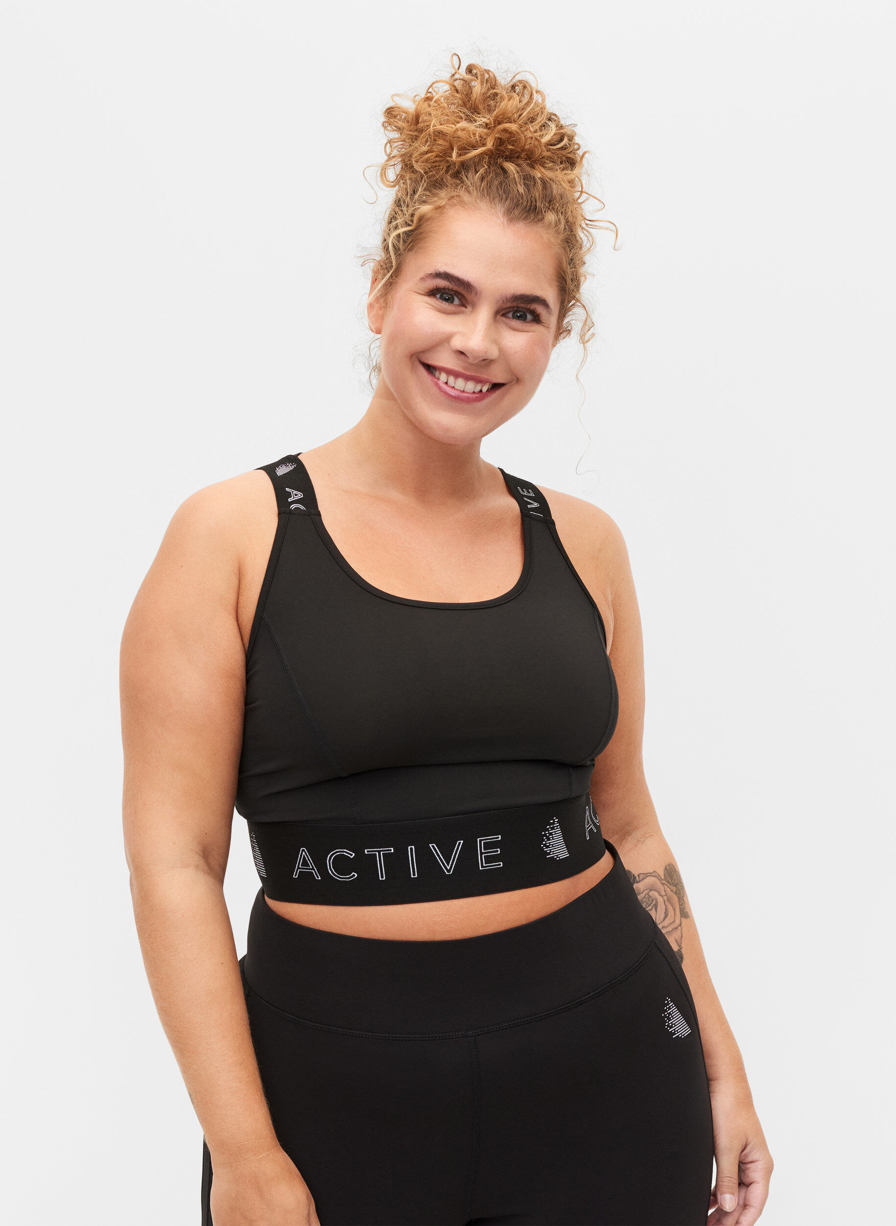 Zizzifashion Sports bra with text print, Black, Model image number 0