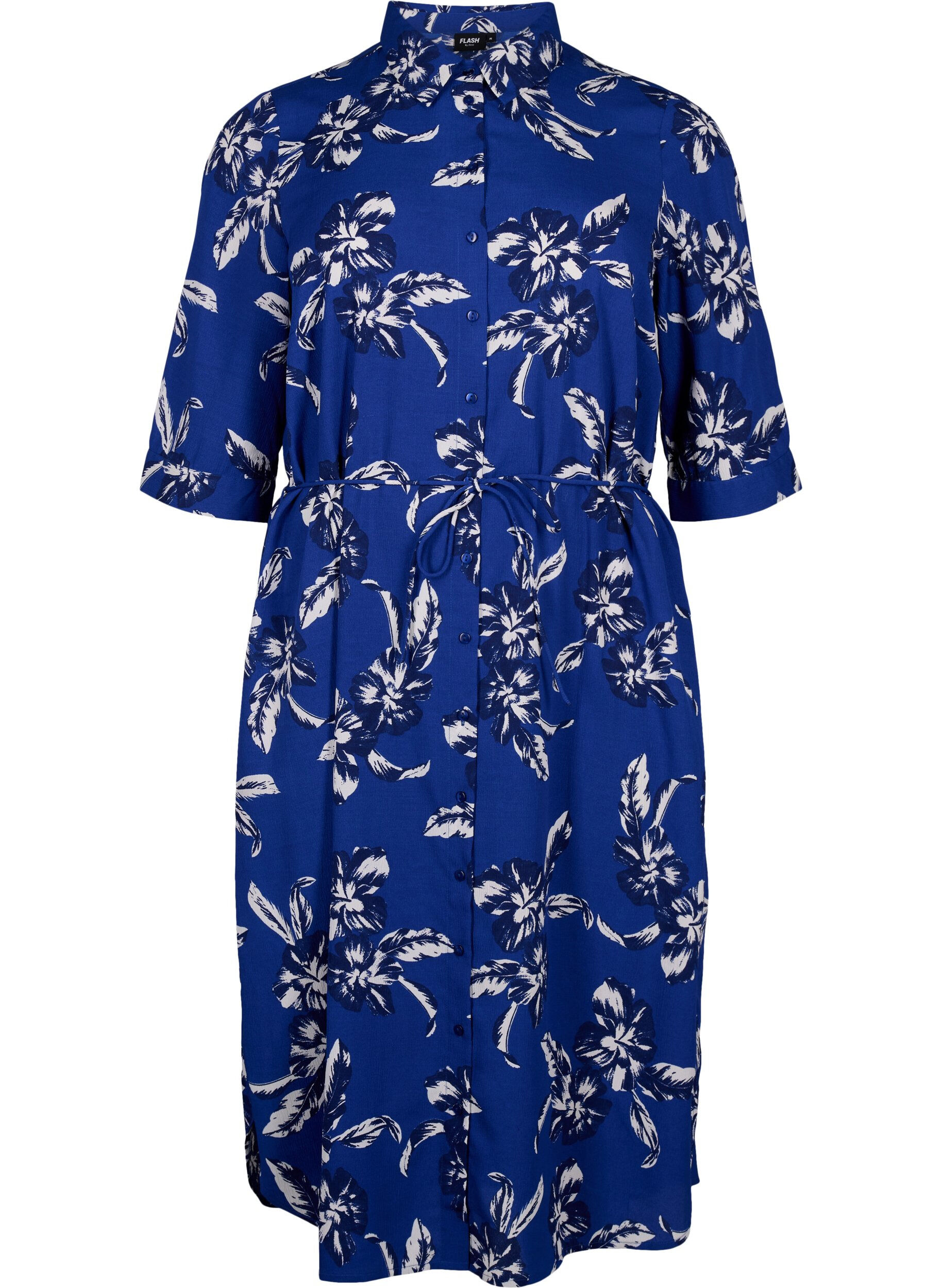 Zizzifashion FLASH - Shirt dress with floral print, Navy Blazer Flower, Packshot image number 0