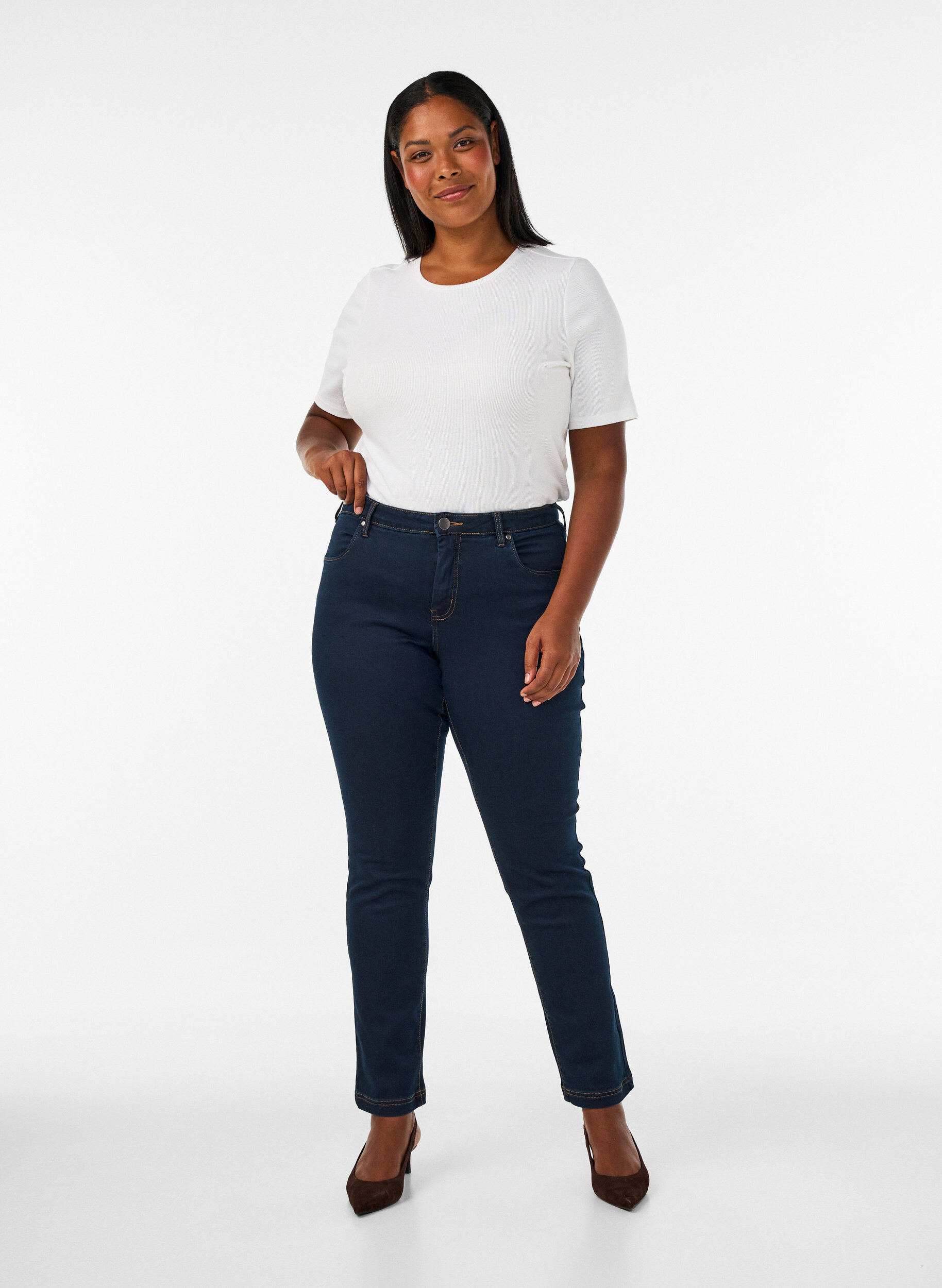 Slim fit Emily jeans with normal waist, Blue, Model