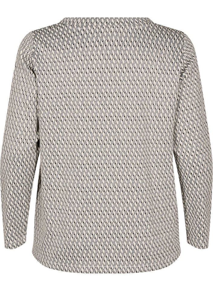Blouse with patterned texture and glitter thread, Grey, Packshot image number 1