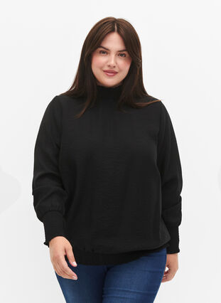Viscose blouse, Black, Model image number 0