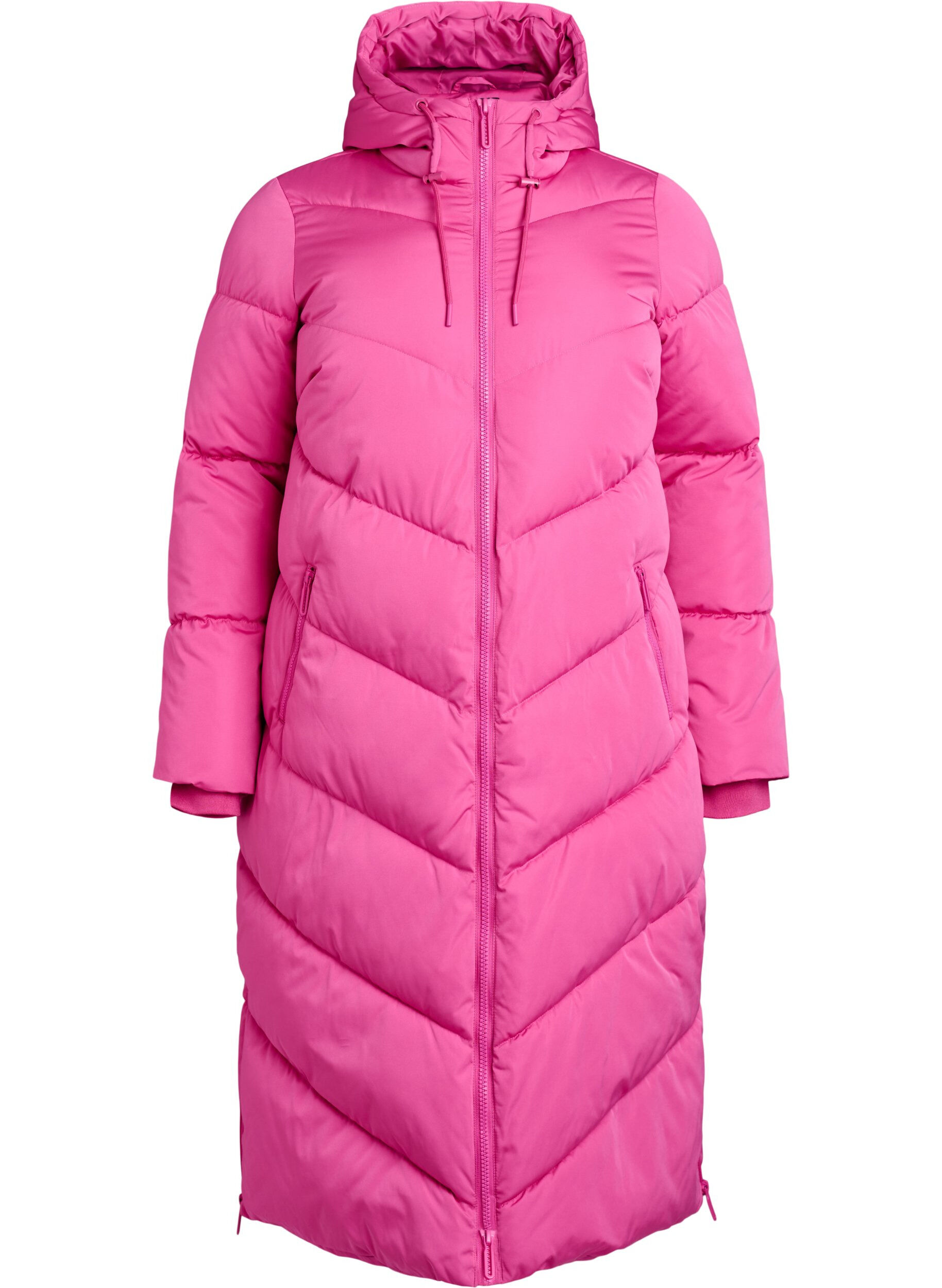 ZizzifashionLong puffer coat with hood and pockets, Rose, Packshot image number 0