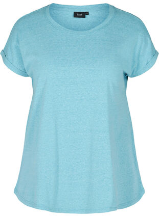 Marled cotton t-shirt, River Blue Melange, Packshot image number 0