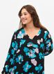 Long-sleeved viscose dress with print, Blue AOP, Model image number 2