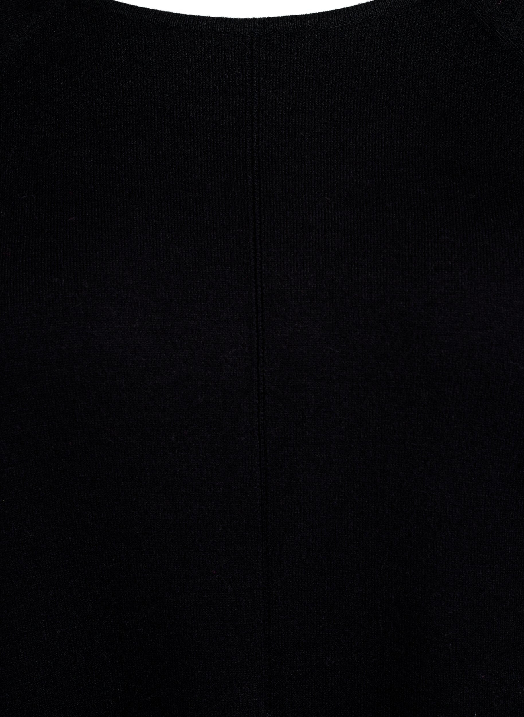 Zizzifashion Knitted dress with a round neck and knitted pattern, Black, Packshot image number 2