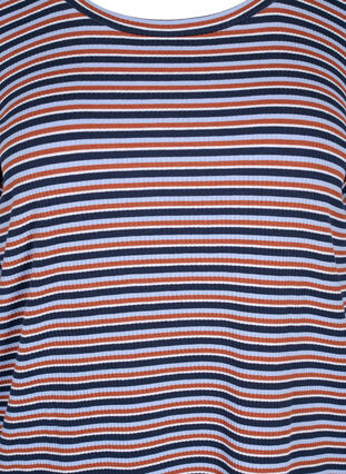Striped long-sleeved blouse, Mahogany/Navy Stripe, Packshot image number 2