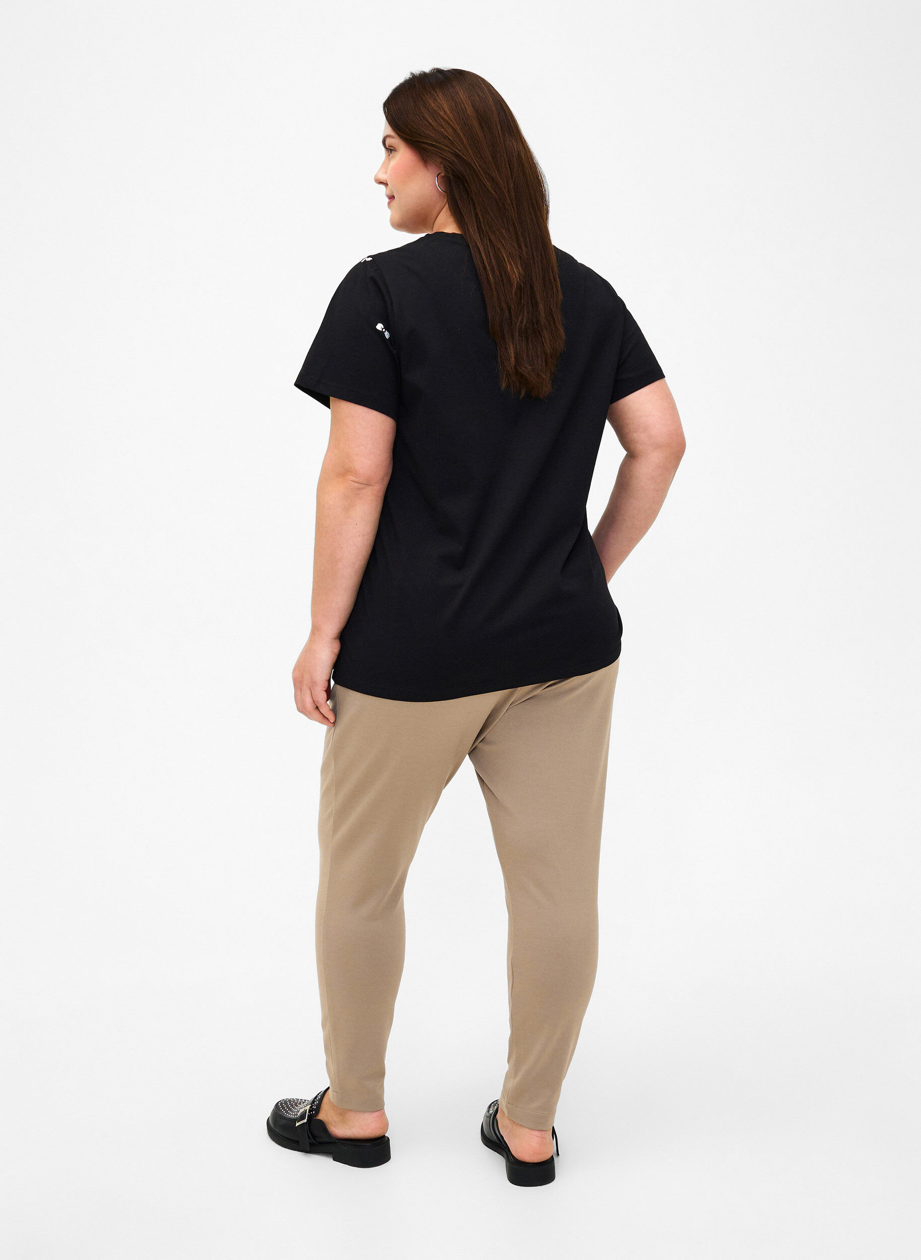 Zizzifashion Cropped trousers with pockets, Beige, Model image number 1