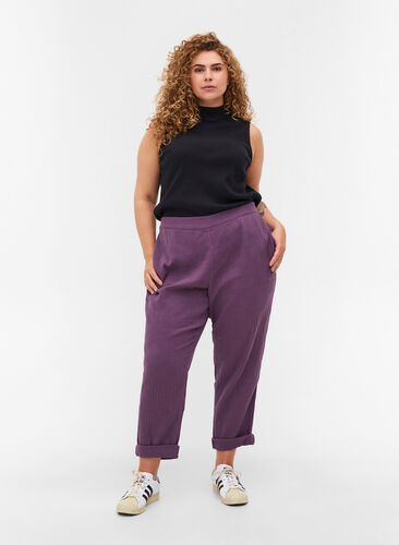 Cotton trousers with pockets, Vintage Violet, Model image number 0