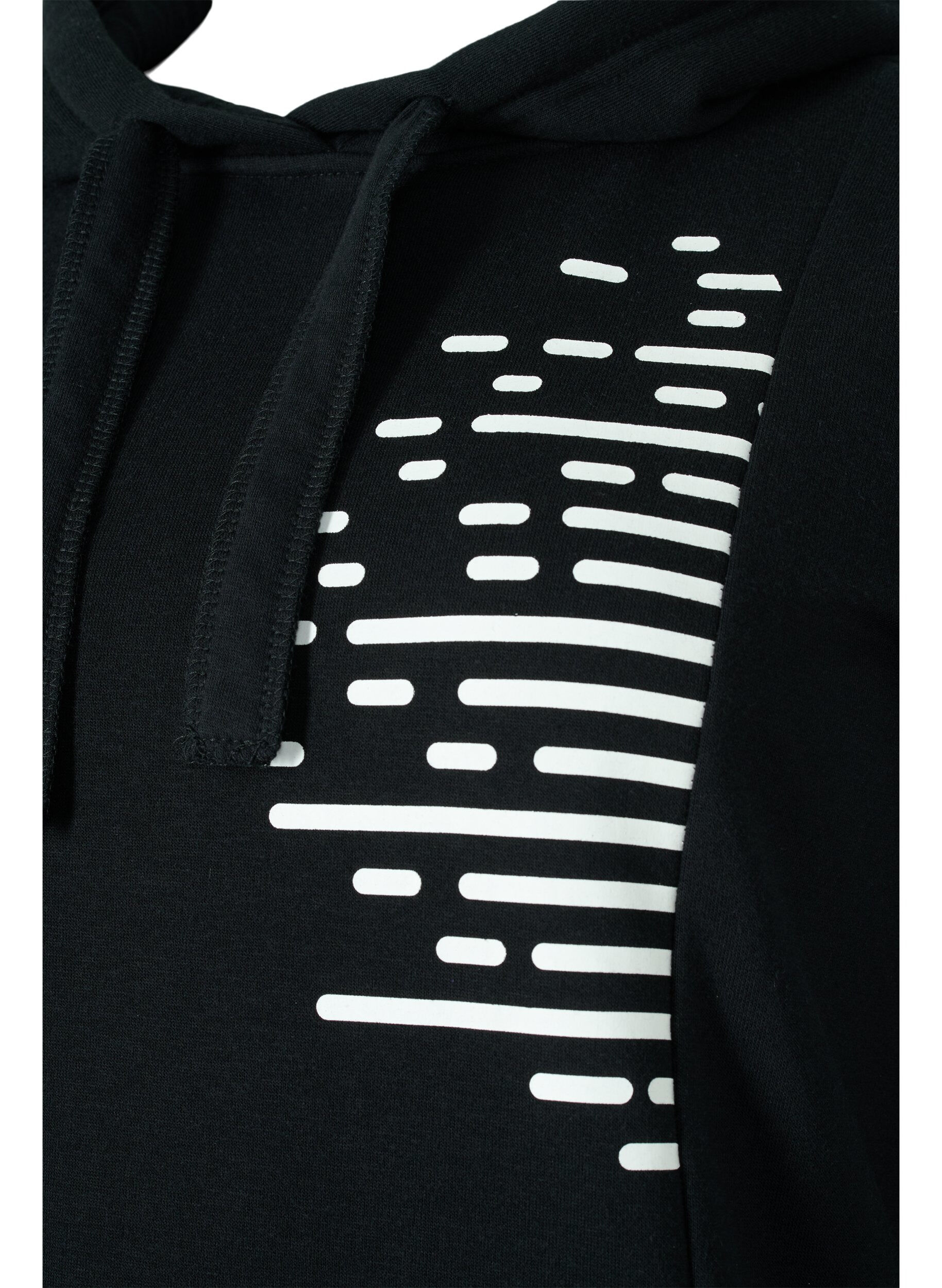 Zizzifashion Long sweatshirt with hood and pockets, Black, Packshot image number 2