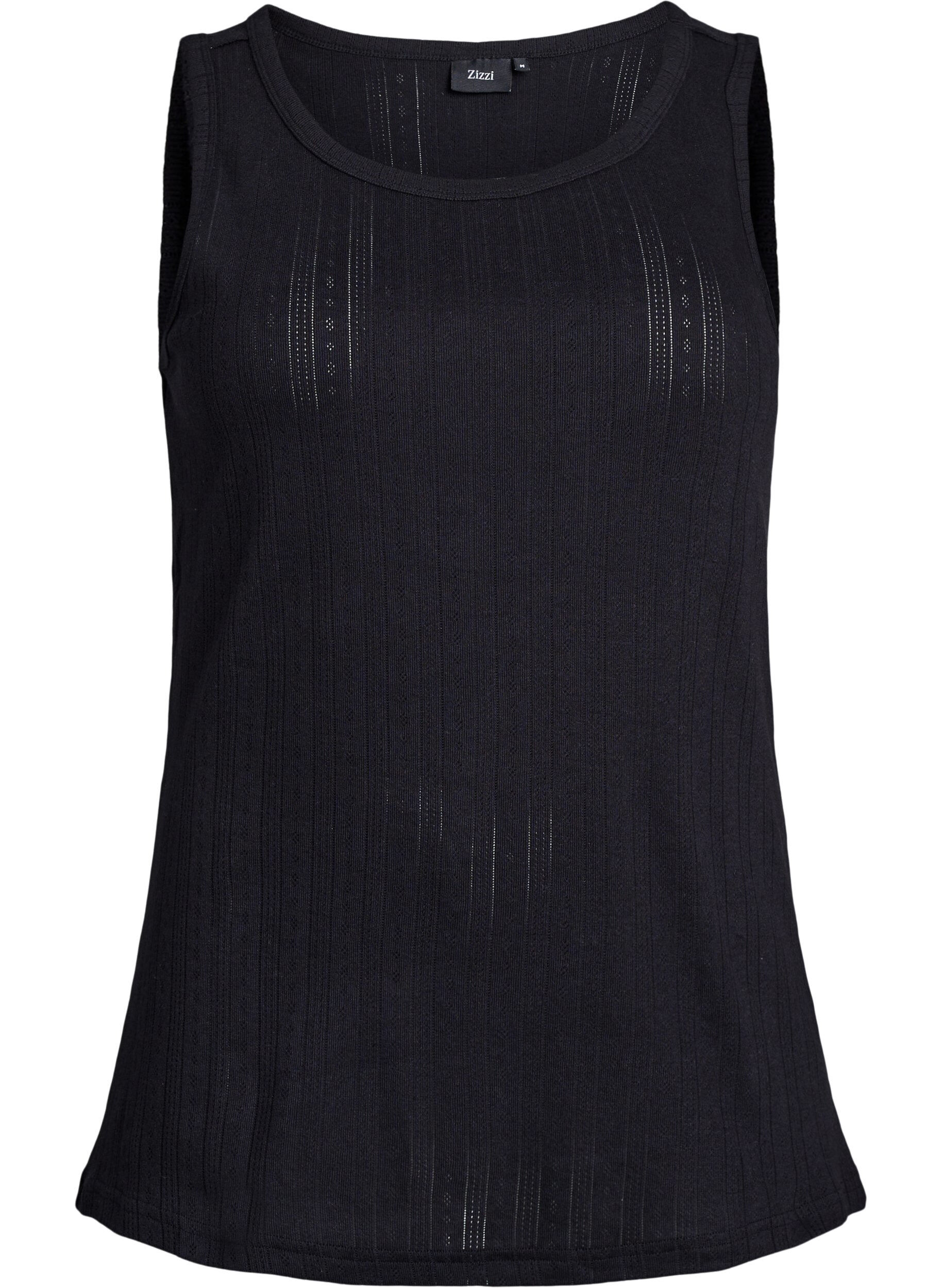 ZizzifashionNight top in organic cotton with a textured pattern, Black, Packshot image number 0