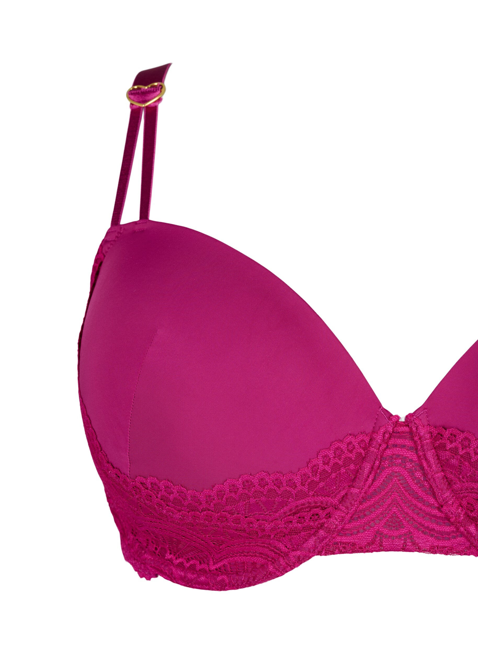 Zizzifashion Moulded bra with lace, Red, Packshot image number 2