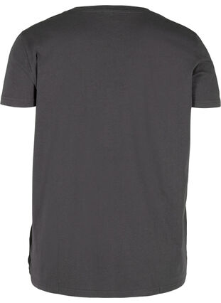 Short-sleeved cotton t-shirt with a v-neck, Black Acid, Packshot image number 1