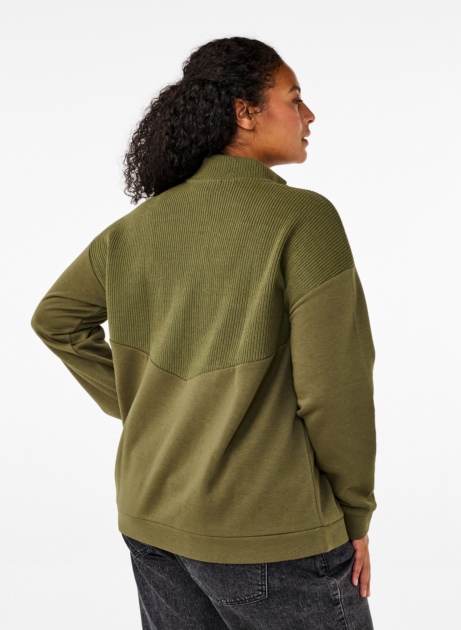 Zizzifashion Sweatshirt with knitwear and zip, Winter Moss, Model image number 1