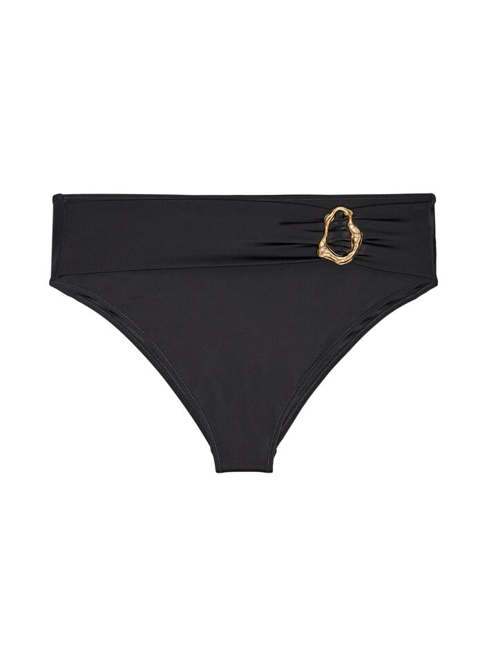 High-waisted Tai bikini briefs with gold detail, Black, Packshot image number 0