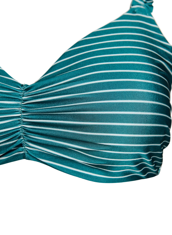 Striped bikini top with removable padding, Green, Packshot image number 2