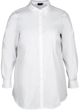 Long-sleeve cotton shirt, Bright White, Packshot image number 0