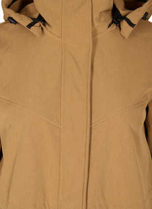 Long, hooded softshell jacket, Golden Brown Mel., Packshot image number 2
