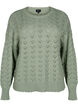 Long-sleeved knit blouse with an openwork pattern, Green Bay, Packshot image number 0