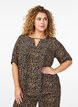 Short sleeve viscose Blouse with print, Brown, Model image number 0