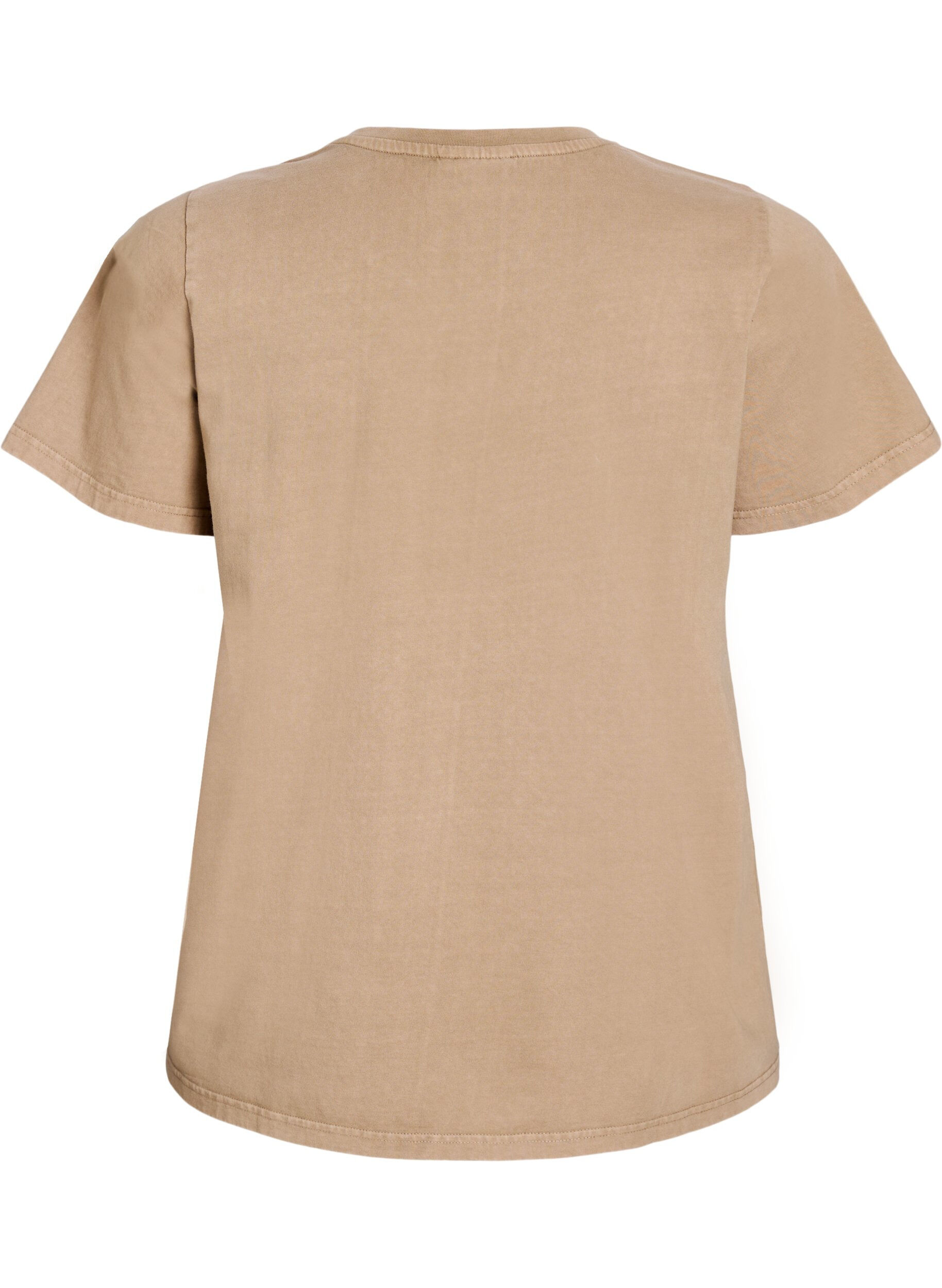Zizzifashion T-shirt in organic cotton with a washed look, Beige, Packshot image number 1