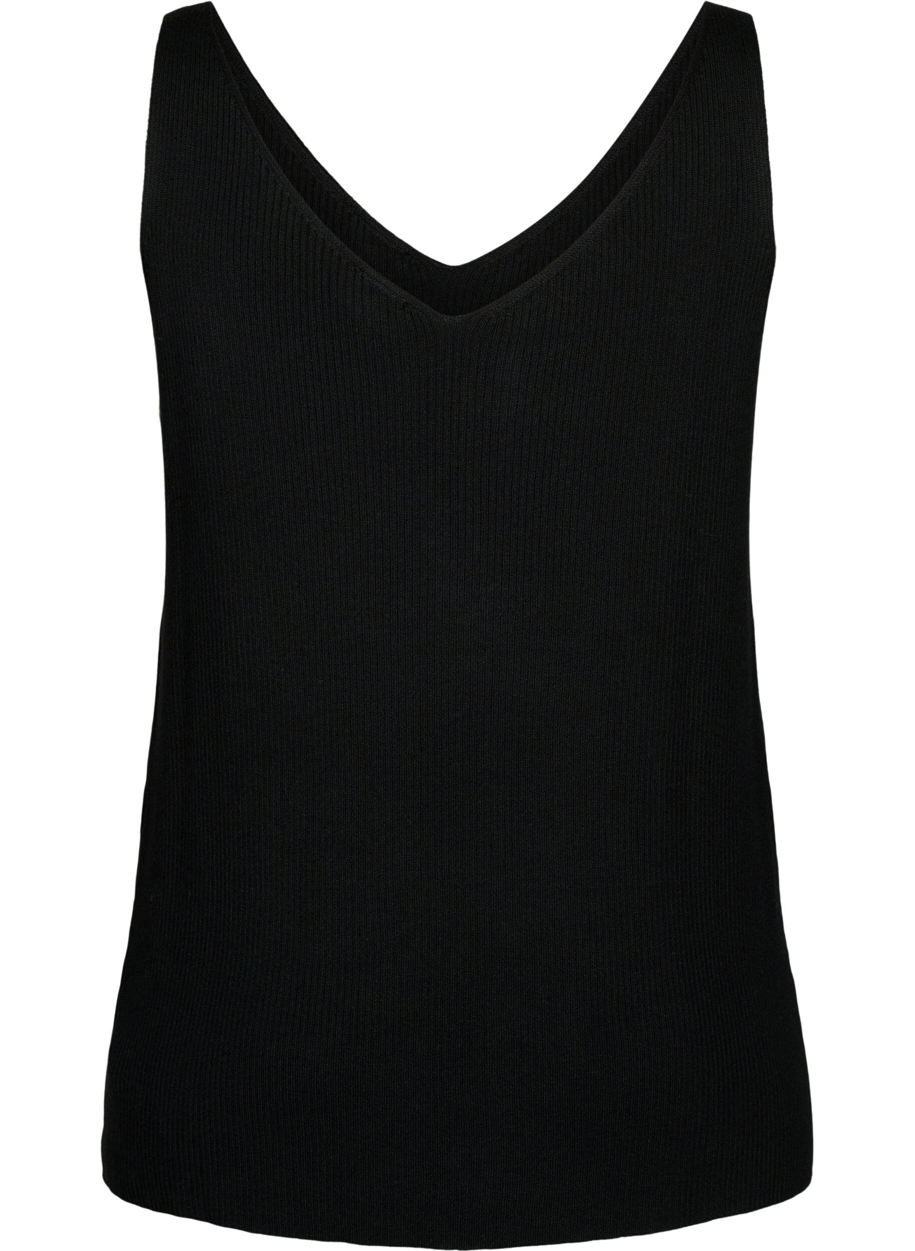 Zizzifashion Knitted top with v-neckline, Black, Packshot image number 1