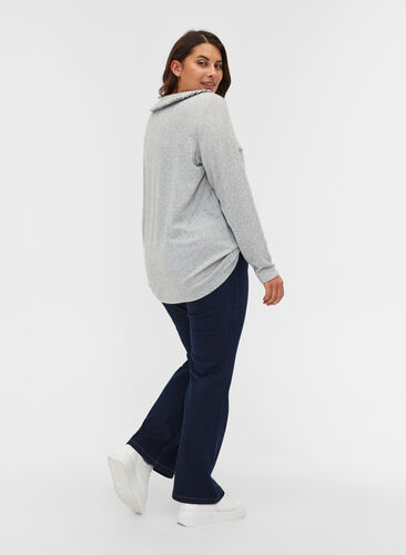 High-waisted Ellen jeans with bootcut, Dark blue denim, Model image number 1