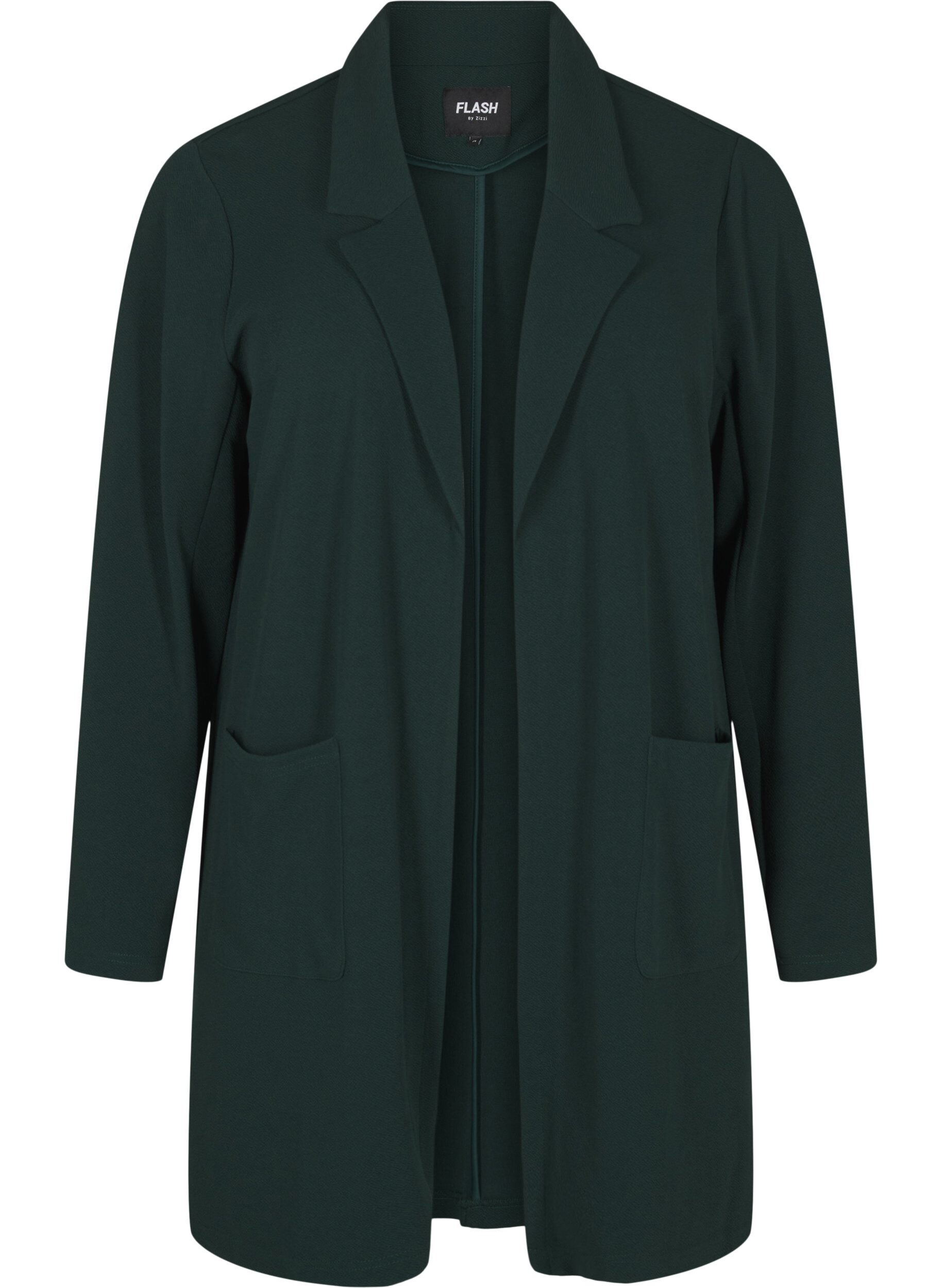 ZizzifashionLong blazer with pockets, Green, Packshot image number 0