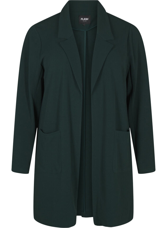 Long blazer with pockets, Green, Packshot image number 0