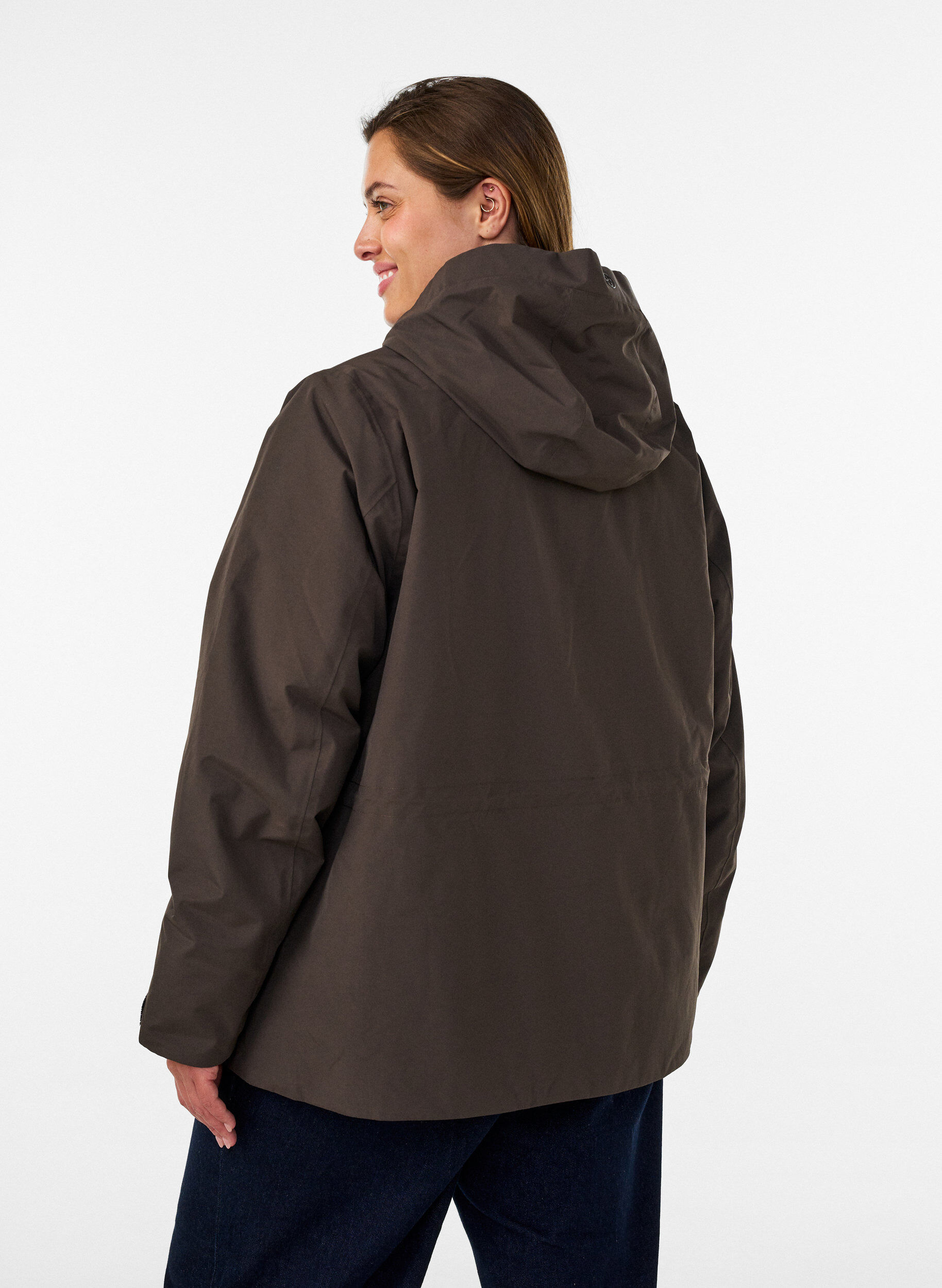 ZizzifashionWaterproof winter jacket with detachable hood, Brown, Model image number 2