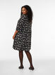 Short A-line jersey dress with an all-over print, Black, Model image number 2