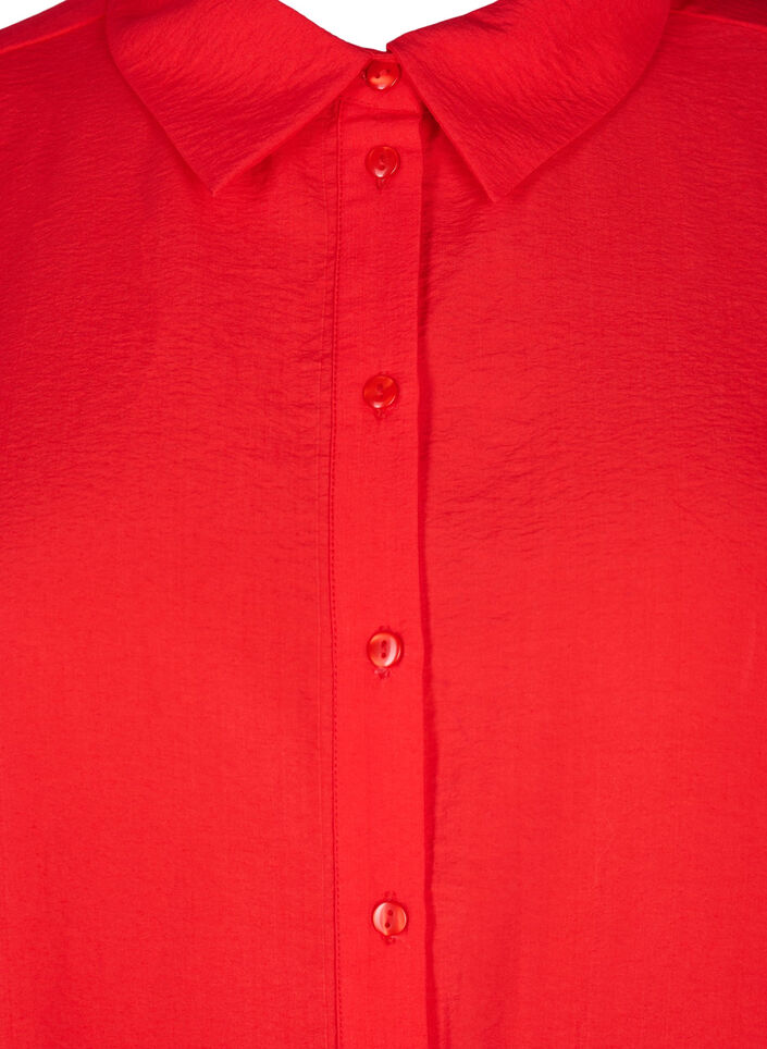 Shirt with long sleeves and ruffle details, Red, Packshot image number 2