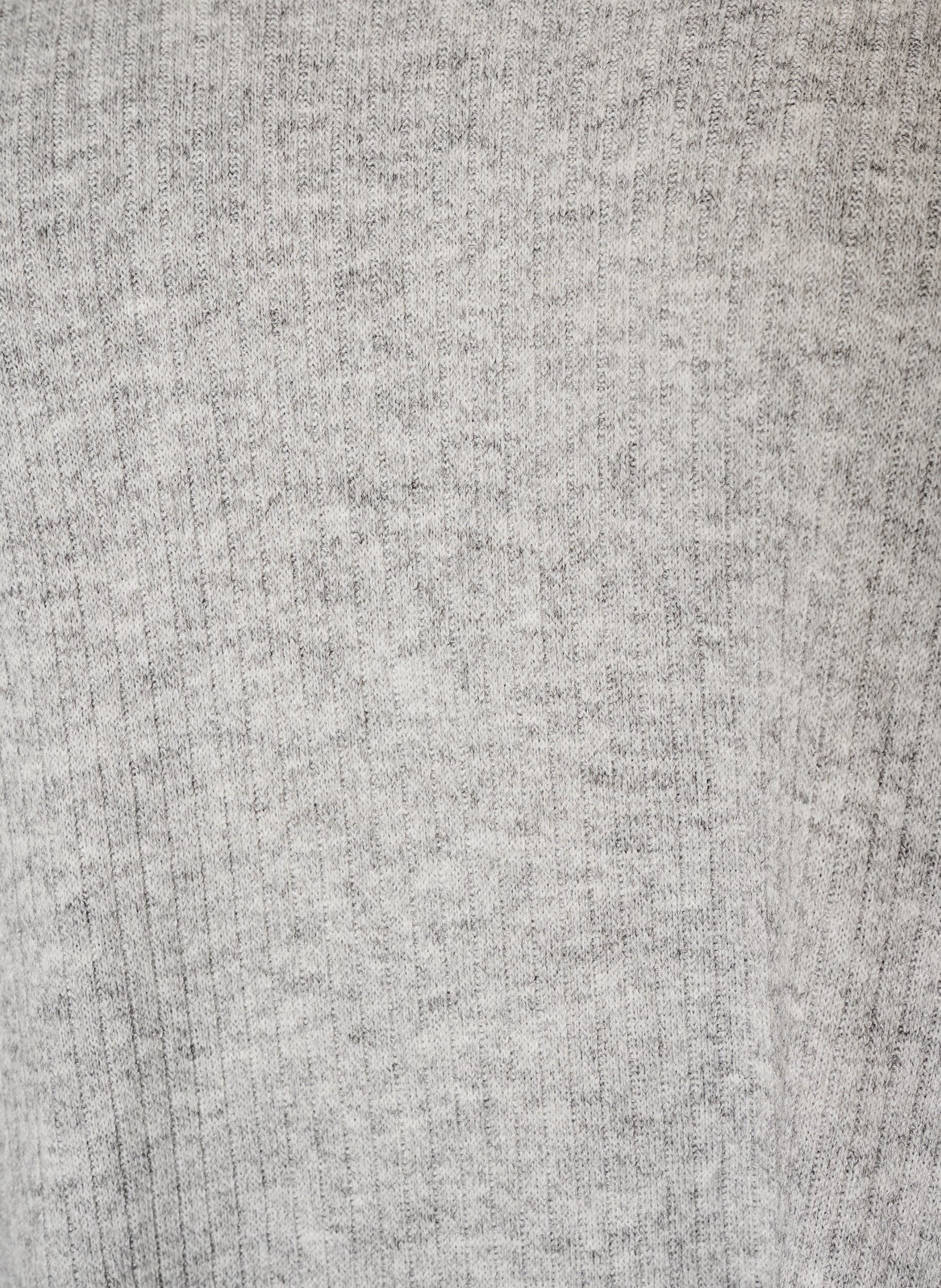 ZizzifashionJersey blouse with ribbed texture and V-neck, Grey, Packshot image number 2