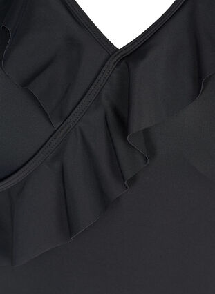 Swimsuit with v-neck and ruffles, Black, Packshot image number 2