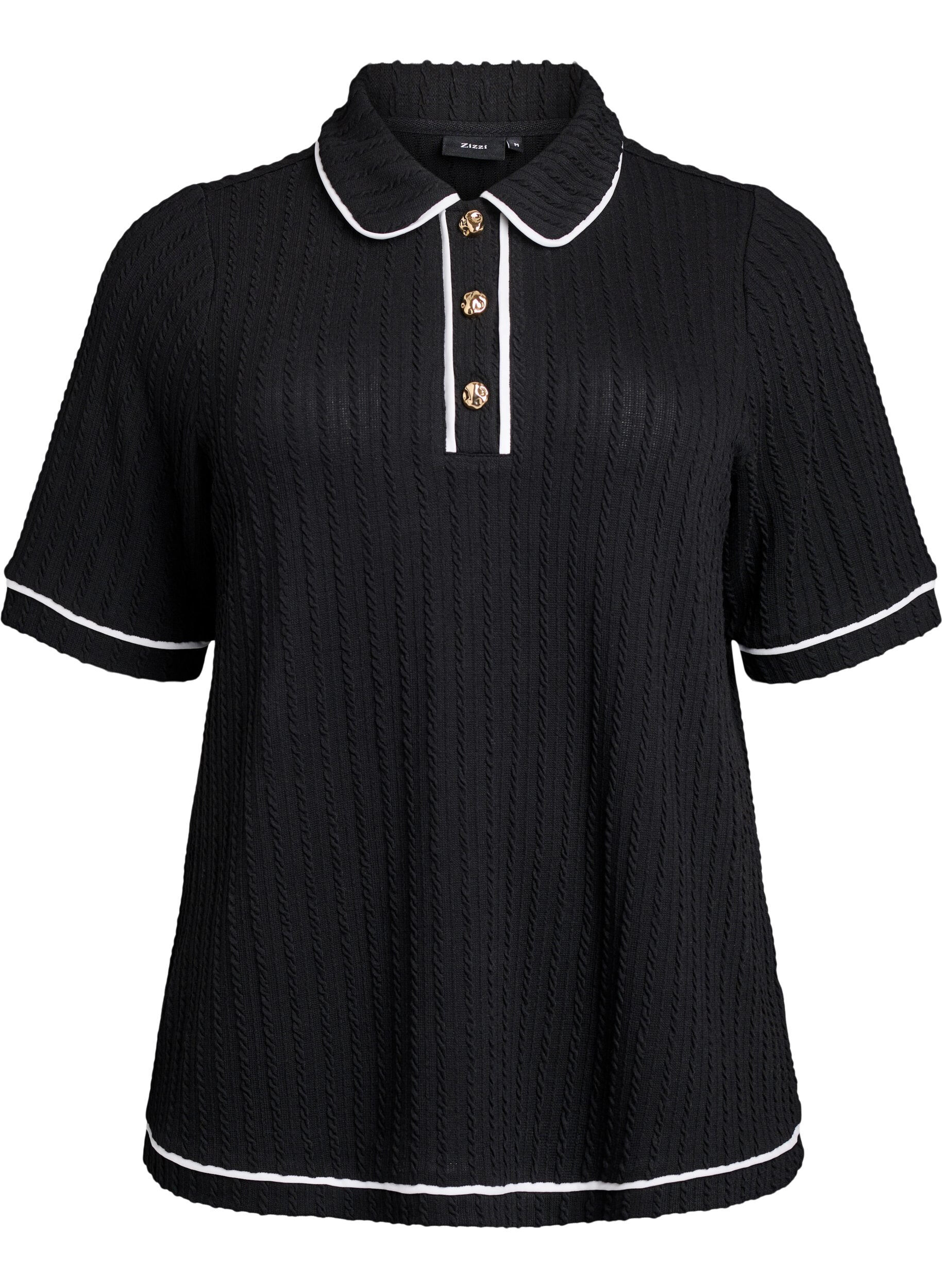 Textured jersey polo shirt with contrast trims