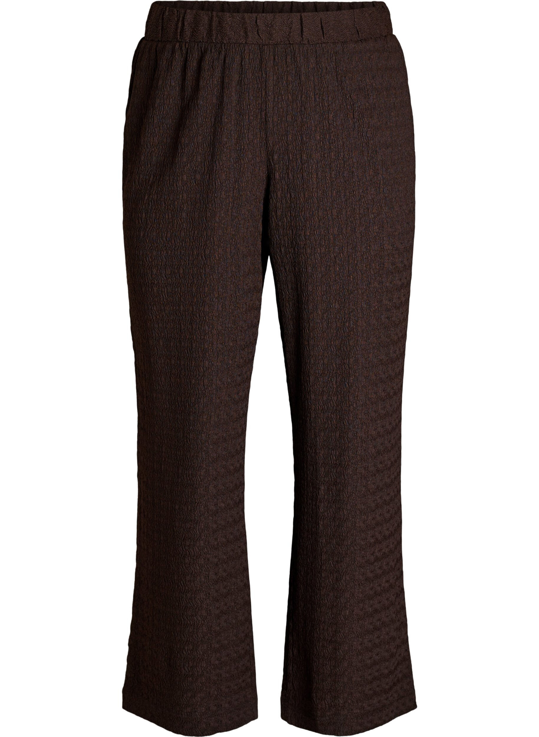 Zizzifashion Trousers with a wavy texture, Brown, Packshot image number 0