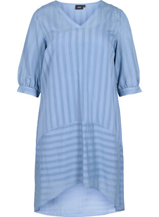 Viscose dress med 3/4 sleeves and V neck, Coronet Blue, Packshot image number 0