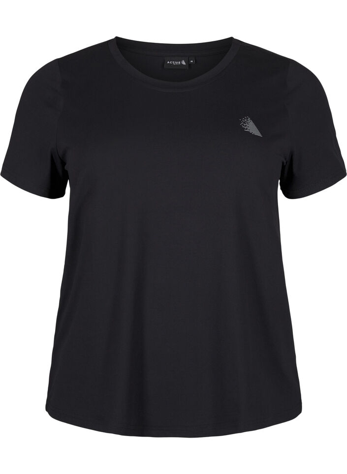 Slim fit training T-shirt with round neck, Black, Packshot image number 0