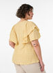 Blouse with smocked texture and ruffle sleeves, Yellow, Model image number 2