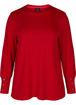 Long-sleeved blouse with button details, Tango Red, Packshot image number 0